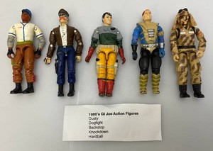Misc. 1980s GI Joe Action Figures Including Backstop, Dogfight, Dusty, Hardball & Knockdown