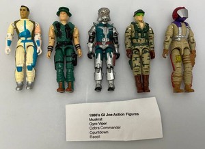Misc. 1980s GI Joe Action Figures Including Cobtra Commander, Countdown, Gyro Viper, Muskrat And Recoil