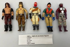 Misc. 1980s GI Joe Action Figures Including Ice Viper, Night Crawler, Outback, Raptor & Zartan