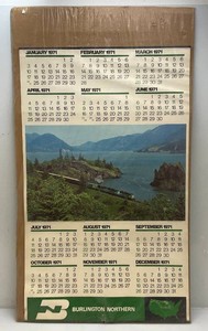 1971 Burlington Northern Calendar Sealed Behind Plastic 25 12 x 42