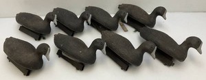 Eight Flambeau American Coot Decoys (Most Have Strings And Weights)