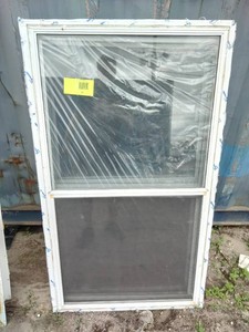 (5) White vinyl single-hung storm windows.  Features a lower half screen for ventilation