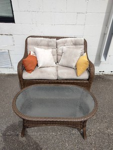All-weather resin wicker patio conversation set,