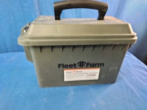 Fleet Farm brand .30 Cal plastic ammo box, designed for secure ammunition storage