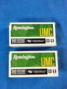 (100) Rounds Remington UMC centerfire revolver and pistol cartridges 9mm Luger caliber