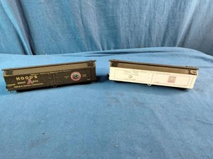 H.P. Hood & Sons model train cars are refrigerator express cars used for transporting bulk Milk.