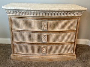 Carved Wood Marble Top Dresser