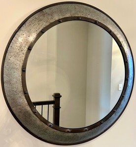 33 Round Industrial Mirror With Metal Frame