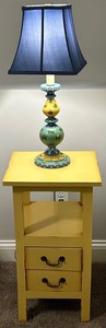 Whimsical Yellow Accent Table With Floral Lamp