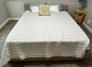 Room & Board King size Bed Frame with Storage Drawer, Mattress and Bedding included