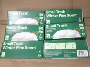 6 30 Count 4 gallon trash bags...