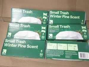 6 30 Count 4 gallon trash bags...