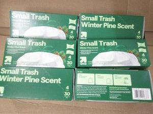 6 30 Count 4 gallon trash bags...