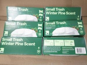 6 30 Count 4 gallon trash bags...