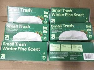 6 30 Count 4 gallon trash bags...