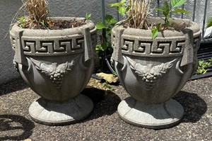 FY - Two Cement Greek Key Planter Pots