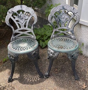 FY - Pair of Cast Metal Patio Chairs