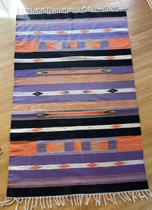 LR - Vintage Rug Tapestry Southwest Style Woven Textile