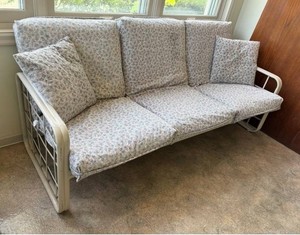 P - Patio Sofa - Vintage Floral Cushions Metal Frame