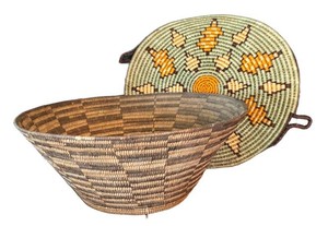 LR - Vintage Woven Basket & Trivet Coiled Style