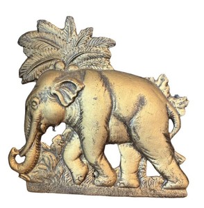 LR - Vintage Brass Elephant Motif Doorstop