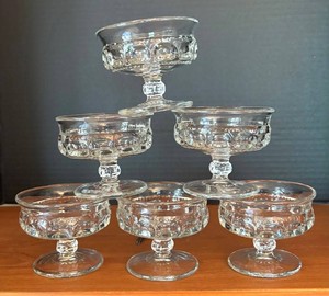 K - Set of Six Vintage Indiana Glass Kings Crown Fruit Dishes