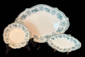 LR - Vintage WH Grindley Brussels Transferware Serving Set Platter, Plate & Dish