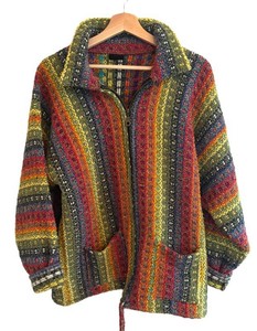 LR - Nuca Huasi Multicolor Textured Knit Jacket Size Large