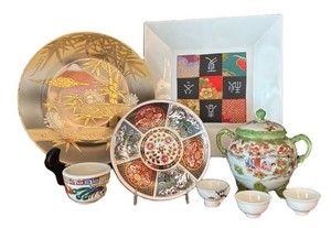 LR - Vintage Asian Porcelain Plates, Sugar Bowl & Petite Dishes