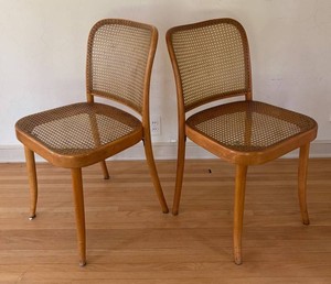 LR - Mid 20th Century Thonet Prague 811 Side Chairs by Josef Hoffman, Pair