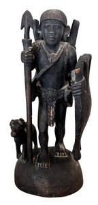 LR - Vintage Carved Wooden Igorot Hunter Statue