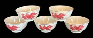 LR - Set of Five Ceramic Floral Bowls by SP Ceramic