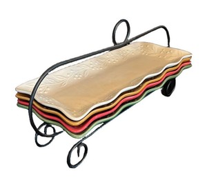 LR - Four Real Home Serving Platters with Stand