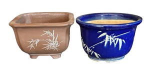 LR - Two Asian Style Planter Pots