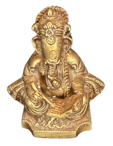 K - Vintage Brass Lord Ganesha Writing Mahabharata Figurine