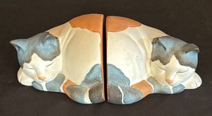 LR - Two Calico Cat Bookends - Mary Lake Thompson for Silvestri