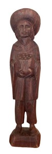 P - Vintage Carved Wood Folk Art Figurine