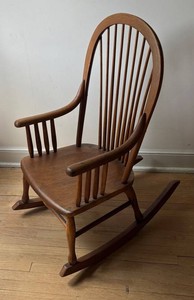 BR1 - Vintage Childrens Rocking Chair Hoop-Back Spindle Rocker