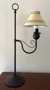 BR3 - Vintage Bridge Arm Table Lamp With Leaf-Cut Shade