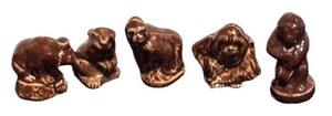 K - Five Vintage Wade Whimsies Animal Figurines