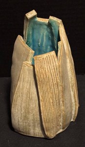 LLR - Artisan Pottery Vase Sculptural Blue Glaze