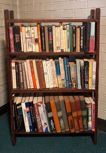 LLR - Assorted Books with Vintage Arts & Crafts Wooden Shelf