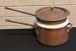 LLR - Vintage Copper Double Boiler With Ceramic Insert