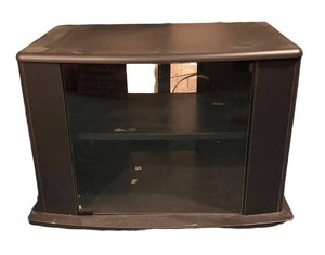 LLR - Media Stand - Black Glass Door Cabinet
