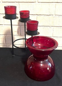 LLR - Radiant Red Glass Vase & Candle Holder