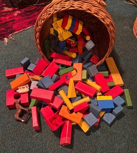 LLR - Basket Full of Wooden Blocks and More