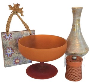 DR - Pottery Compote, Stangl Vase, Peugeot Pepper Grinder & Tile Plaque Mixed Lot