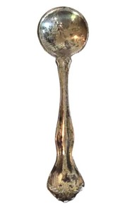 K - Vintage Salt Cellar Sterling Silver Spoon