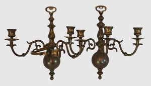 DR - Vintage Brass Sconce Candelabras CM Pair