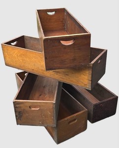 G - Vintage File Storage Boxes - Wooden Law Office Boxes (Lot of 5)